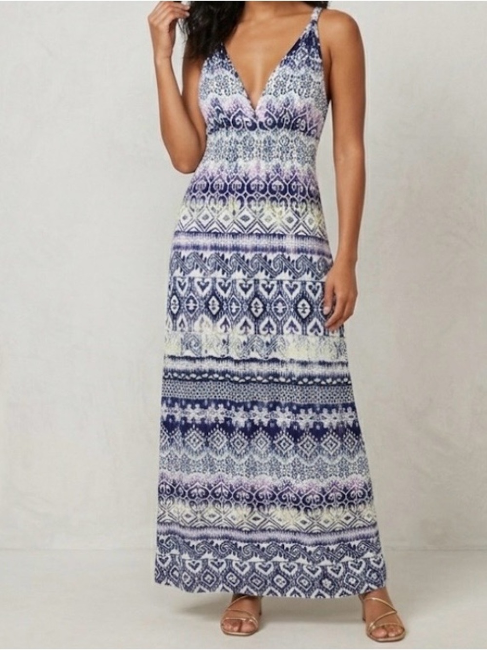 Aqua Multicolor Patterned Maxi Dress
